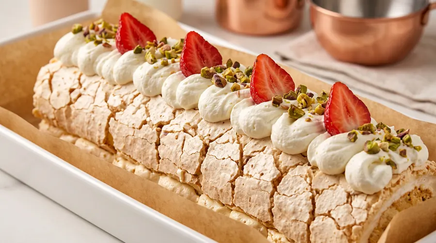 Фисташковый рулет с клубникой